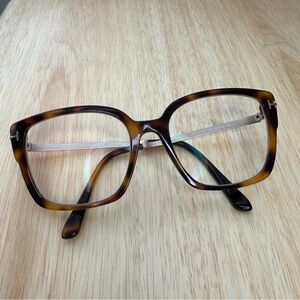 Tom Ford Tortoises Square Glasses Brown Gold Reading Specs Authentic Unisex